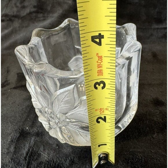 NEW 1990s Mikasa Festive Poinsettia Votive Candleholder Crystal Cut Glass - Picture 9 of 13